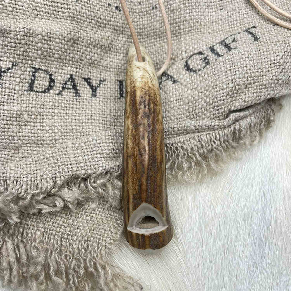 Dog whistle deer horn | handcarved | No. 2