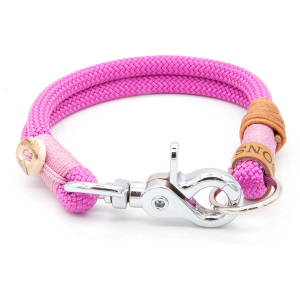 Handgefertigtes Tau-Hundehalsband 8 mm mit Karabiner, Pretty in Pink - exklusiv im designgeschützten Stil