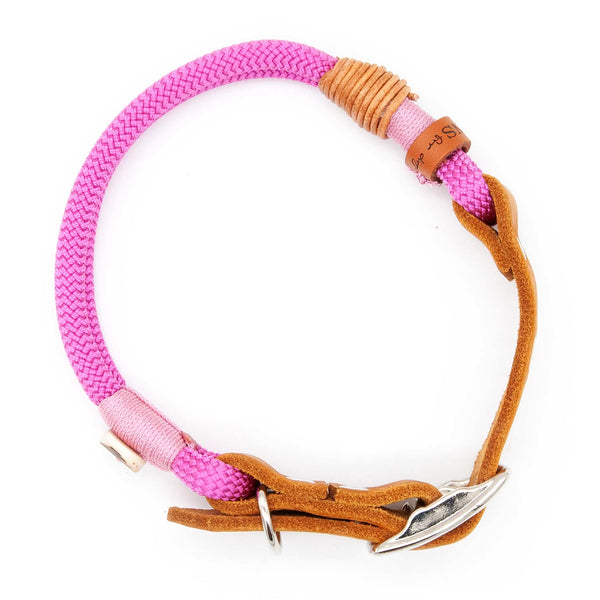 Handgefertigtes Hundehalsband Tau 8 mm mit Schnalle, Pretty in Pink - exklusiv im designgeschützten Stil