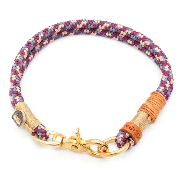 Handgefertigtes Tau-Hundehalsband 8 mm mit Karabiner, Mixed Burgundy - exklusiv im designgeschützten Stil