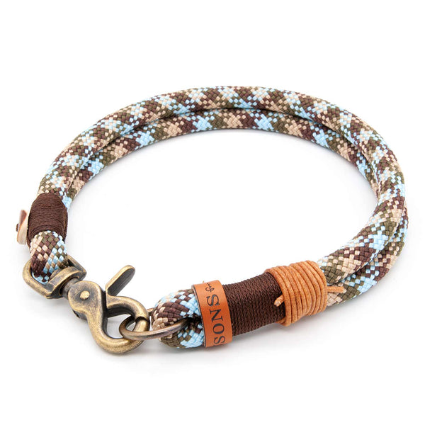 Hundehalsband Tau 10 mm mit Karabiner, Highland Houndstooth - handgefertigt, exklusiv im designgeschützten Stil