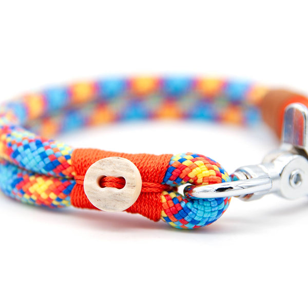 Handgefertigtes Hundehalsband Tau 10 mm mit Karabiner, Joyful Orange - exklusiv im designgeschützten Stil