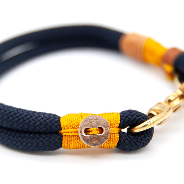 Exklusives 10 mm Hundehalsband Midnight Sunburst aus Tau mit stabilem Karabiner, edel und einzigartig