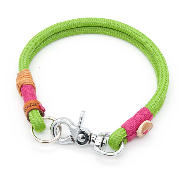 Handgefertigtes Tau-Hundehalsband 8 mm mit Karabiner, Apple Blossom - exklusiv im designgeschützten Stil