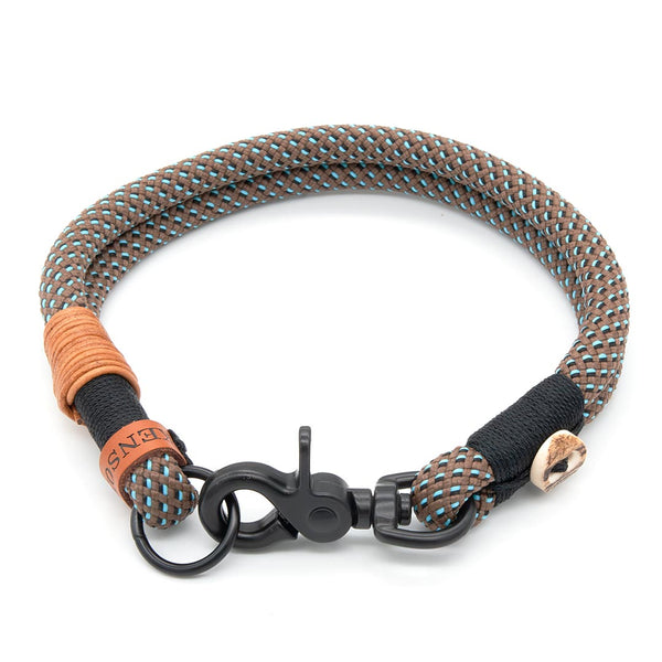 Hundehalsband Tau 10 mm mit Karabiner, Highland Houndstooth - handgefertigt, exklusiv im designgeschützten Stil