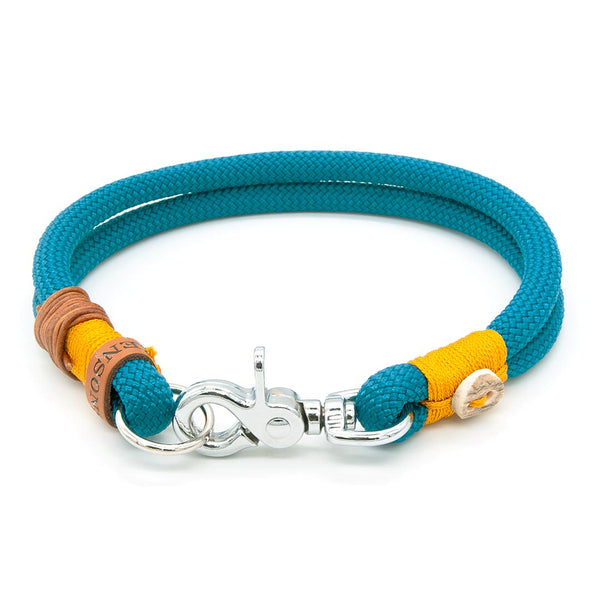 Hundehalsband Tau 10 mm mit Karabiner, Turquoise Treasure - handgefertigt, exklusiv im designgeschützten Stil