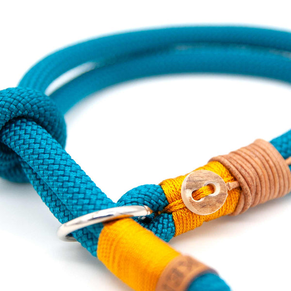 Stilvolles Hundehalsband Turquoise Treasure, robust, fellschonend und maßgefertigt auf deinen Hund