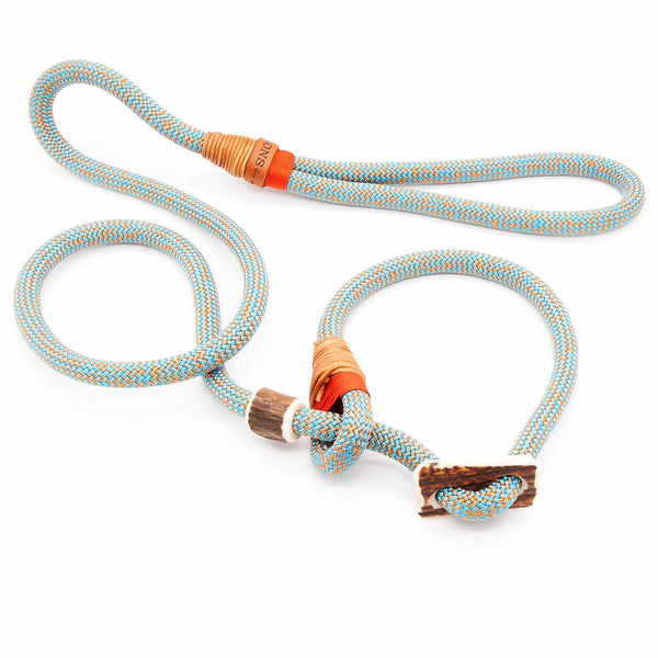 Stufenlos verstellbare Premium Retrieverleine 10 mm Gulf Dream mit Takling, mit edlem Hirschhorn-Stopper für Stil + Funktion